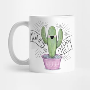 Cactus Illustration - Always Be Happy Mug